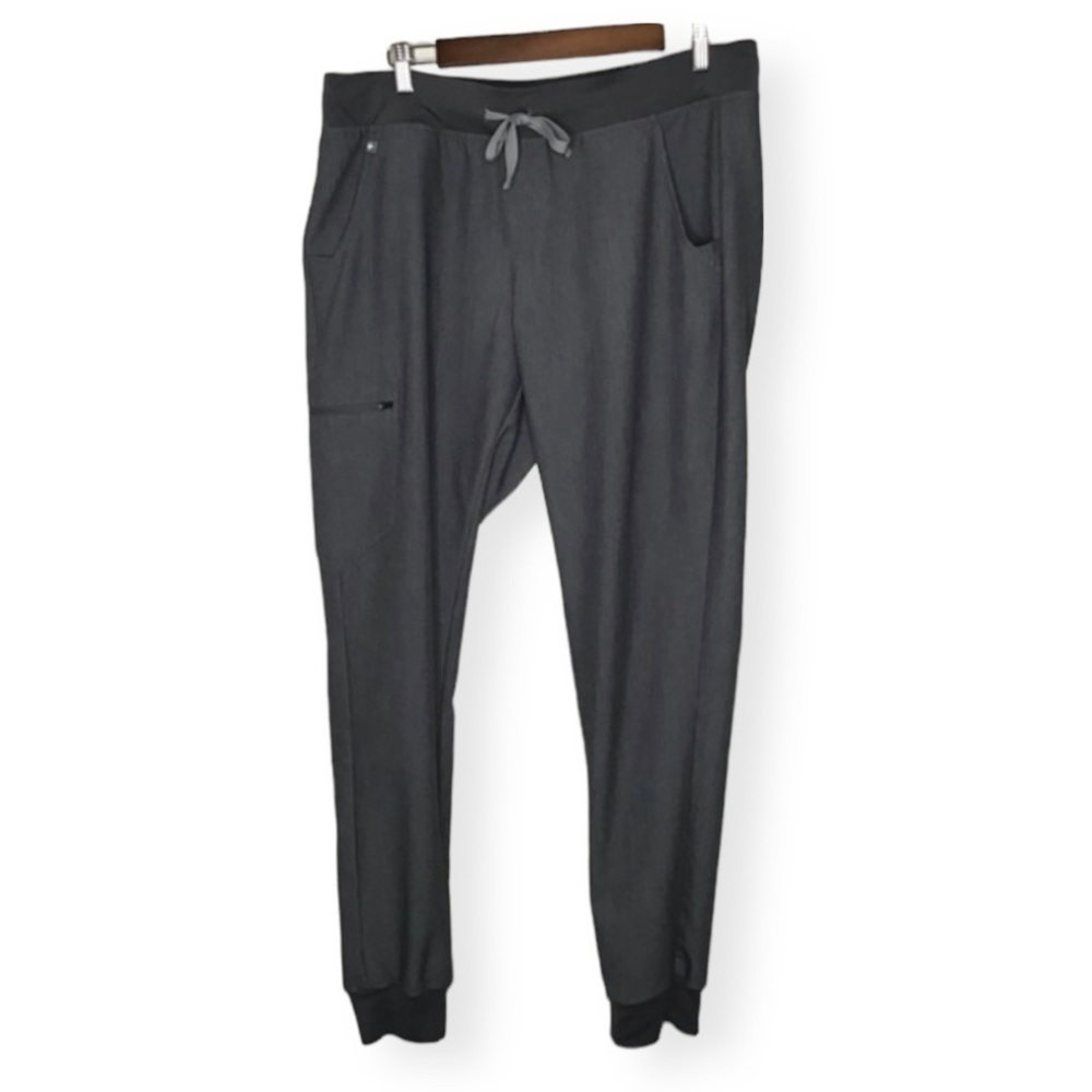 Figs Zamora Jogger Scrub Pants in Graphite Gray.